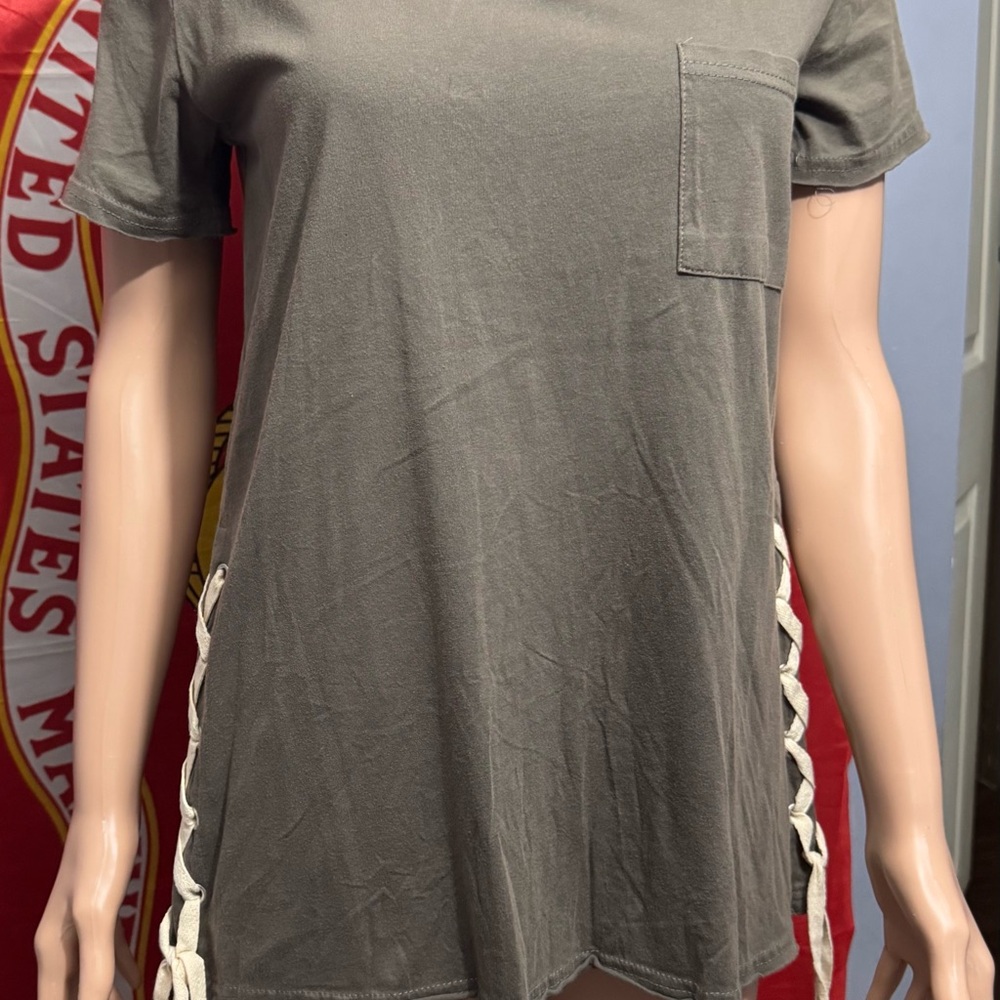 POL bundle of 2 NWOT short sleeve pocket T shirt with Side Lace Detailing size S